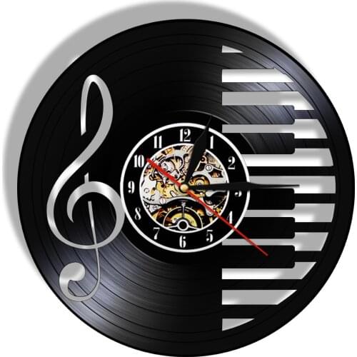 Piano Music Notes Wall Clock Modern Design Art Decorative Vinyl Record Clocks 3D Wall Watches Unique Gift For Piano Lover
