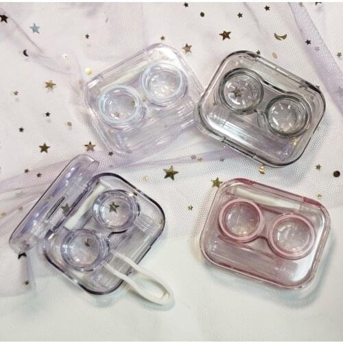 New Style Transparent Tweezers Suction Stick Container Set Portable Contact Lens Box for Women Travel Contact Lenses Case