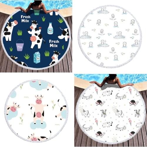 Cartoon cat cow Fringed beach towel Sea beach towel Microfiber towel Towels Large beach towel Bath towel Beach mat beach towel