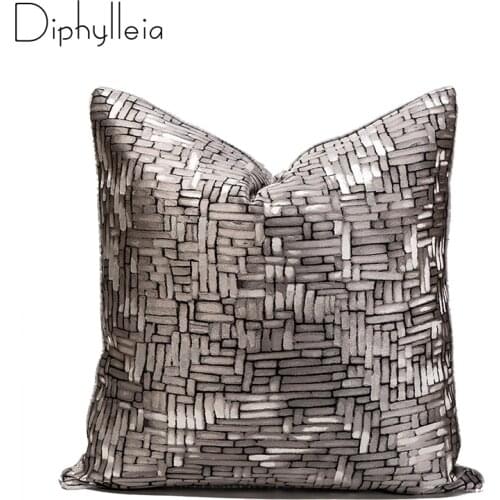 Diphylleia Abstract Art Cushion Cover Silvery Black Stripes Jaquard Modern Luxury Cushion European Style Throw Pillowcase 45x45