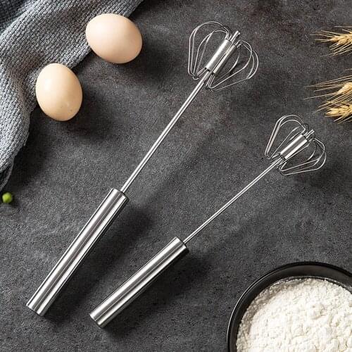 Hot Sale Semi-automatic Mixer Egg Beater Manual Self Turning Stainless Steel Whisk Hand Blender Egg Cream Stirring Kitchen Tools