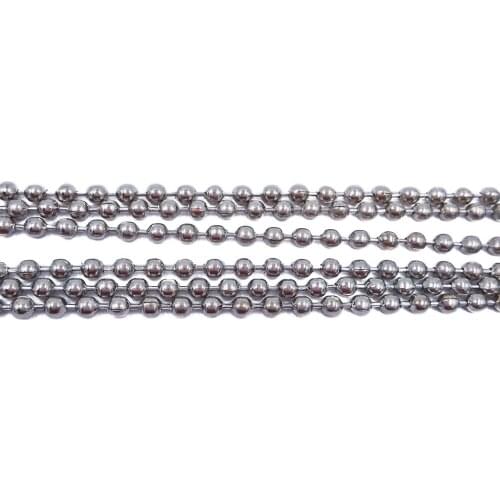 Rhodium Plated 100m 1.2mm 1.5mm 2mm 2.4mm 3.2mm Ball Bead Chains Link Chain Findings Ball Chains for Jewelry Making BCF-04