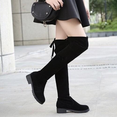 Thigh High Boots Female Winter Boots Women Over The Knee Boots Flat Stretch Sexy Fashion Shoes 2020 Black Botas Mujer