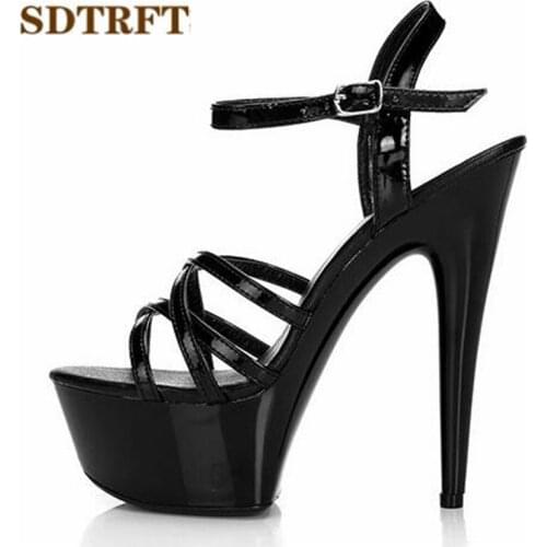 SDTRFT Plus:35-44 Free shipping brand Crossdresser Pumps summer sexy 15cm thin heels Ankle-strap woman sandals wedding shoes