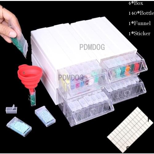 Detachable Storage Container 1/2/4 Boxes Drawers for 5d Diamond Painting Accessories with Individual Bottle for Beads Seeds