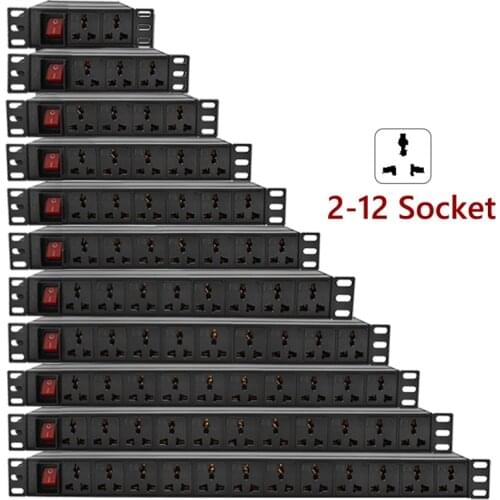 Power Strip AU EU UK Plug 1U Unit PDU Network Cabinet Rack Universal Aluminum alloy Socket switch