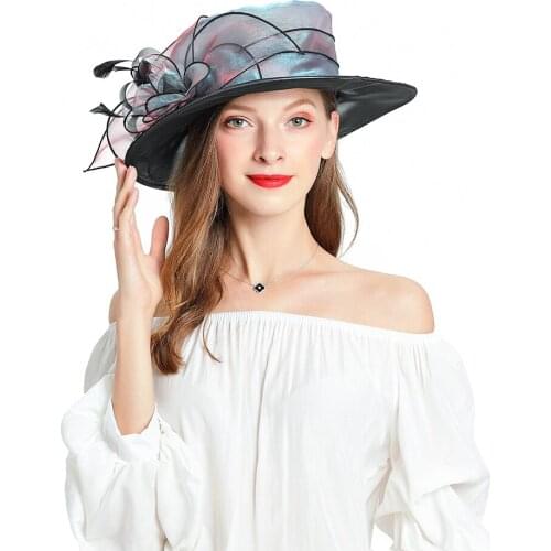 Fedora Hat Multicolor Fascinator Cap For Women Fashion Elegant Church Organza Top Hat Panama Jazz Hats Trilby Kentucky Party Hat