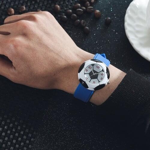 Sports Soccer Football Waterproof Wrist Watch Quartz Silicone Alloy Cartoon Wristwatches Gift for Men Teens Football Fans