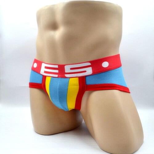 New Es fashion young mens underwear sexy big T-shaped three-dimensional U convex color matching cotton breathable briefs