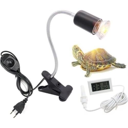 UVAUVB Reptile lamp bulb Set with Clip Turtle Bulb Lamp Holder kit Thermometer Hygrometer Tortoises Basking Heating Lamp Kit
