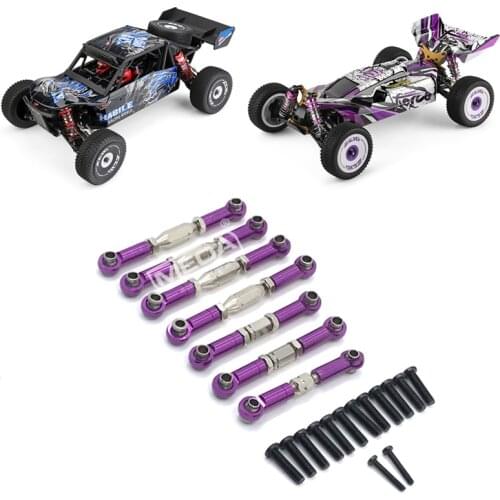 WLtoys RC Car Spare Parts 4WD 124018 124019 Purple Upgraded Metal Steering Gear Rod Long/Short Pull Bar Assembly 1/12