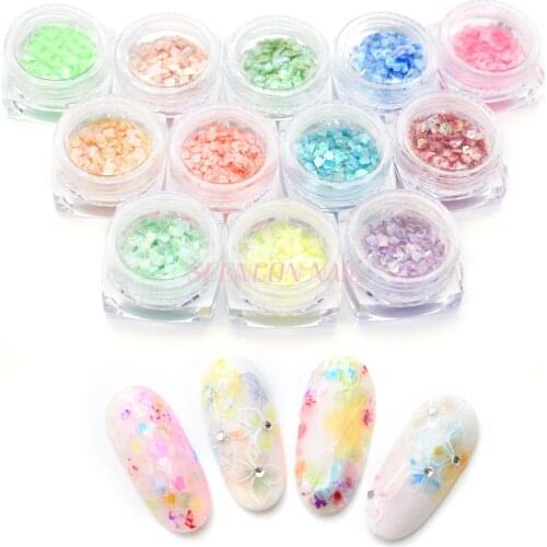 Japanese nail fashion 12 colors/set Mixed Natural 3D emerald marble sequin powder Glitter Nail sequins Gel Polish Decorations