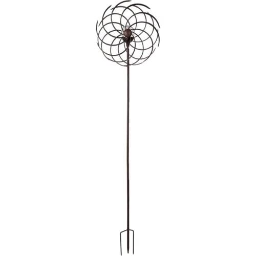 Iron Solar Garden Windmills Led Lights Stake Wind Sculptures Path Decor Art