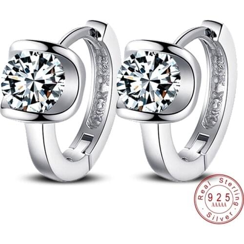 Top Quality Authentic Silver Color Earrings Exquisite 0.75 Ct AAA CZ Stud Earrings For Women Jewelry Valentines Day Gift