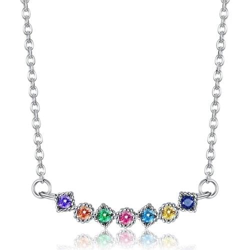 Hot Fashion Korean Style 925 Sterling Silver Cubic Zirconia Necklace Diamond Shape Pendant Necklace Women Trendy Birthday Gifts