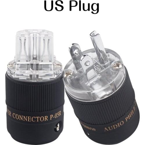P-05R Fever Grade Transparent US Rhodium-plated Power Plug A Set of Audio Amplifier Power Cord Male-female