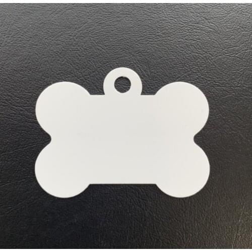 DHL 300pcs Sublimation DIY Blank White Metal Bone Pet Dog tag ID Card SN1123