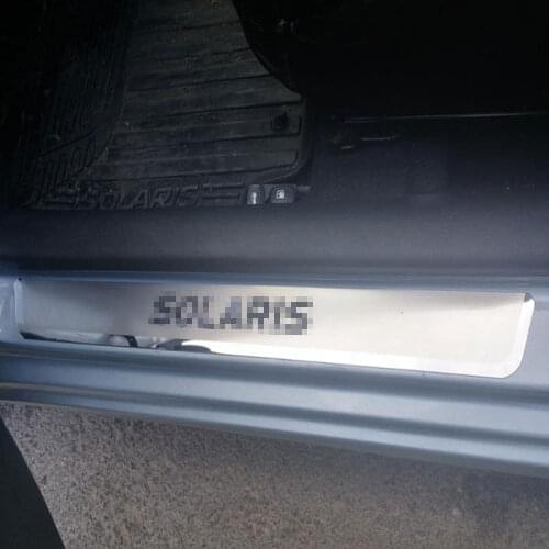 For Hyundai Solaris 2012 2013 2016 Hatchback Stainless Door Sill Strip Welcome Pedal Car Styling Sticker Auto Accessories 4 Pcs