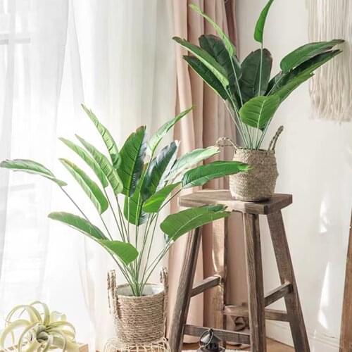 80cm 18 Leaves Large Artificial Banana Tree Fake Tropical Plants Plastic Monstera Leafs Palm Tree for Wedding Garden Home Decor