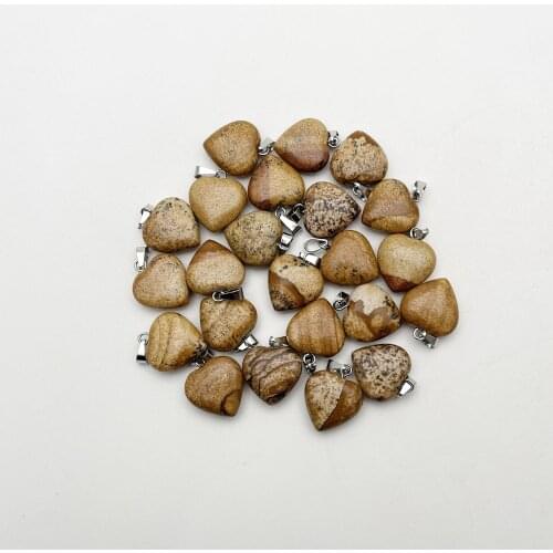 Amethysts Picture natural stone heart pendant Necklace for jewelry making 16MM Charm Fashion Accessories 36PCS