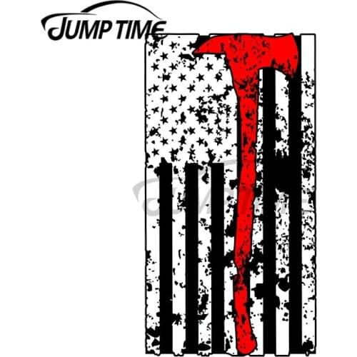 JumpTime 13 x 6.5cm Red Line Ax Decal Camper VAN Refrigerator Car Stickers Windows Motorcycle Personality Bumper Vinyl Car Wrap