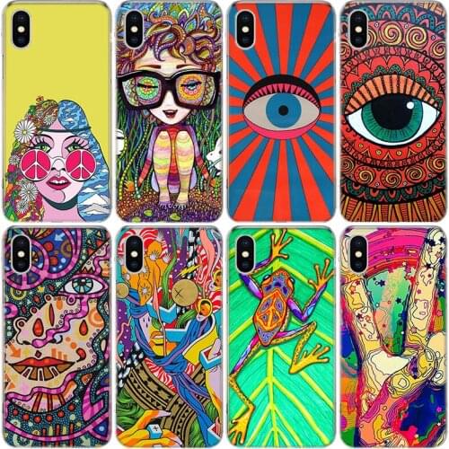 Hippy Hippie Psychedelic Art Peace Colorful Cute Phone Case For iphone 12 Mini 11 Pro XS MAX SE2020 8 7 6 6S Plus X 5 5S SE XR C