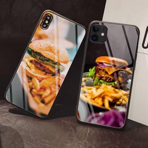 Tasty hamburger Phone Case Tempered Glass For iPhone 12 Pro Max Mini 11 Pro XR XS MAX 8 X 7 6S 6 Plus SE 2020 case