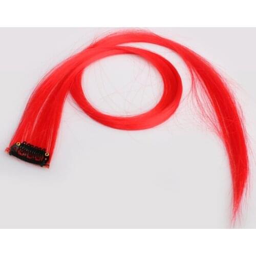 Colorful Clip On Hair Straight Extensions Personality Punk Red Long