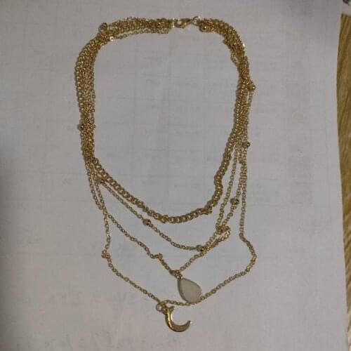 Bohemian Style Hip-hop Long Necklace 2021 Fashion New Necklace Wild Drop-shaped Moon Womens Multi-layer Necklace Sale Collier
