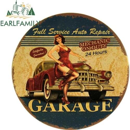 EARLFAMILY 13cm x 13cm Waterproof Retro Pin Up Girl Stickers Guitar Skateboard Suitcase Girl Children Funny Graffiti Car Sticker