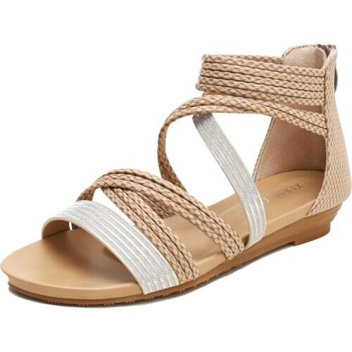 Elegant Party Sandals Women Shoes For Woman Casual Rome Summer One Word With Ladies Flat andles Sandalias Comfortable hy122