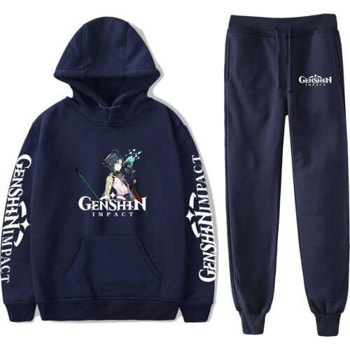 2021 Hot Game Genshin Impact Printing Two Piece Set Men Women Hoodie Sweatshirt Fashion Pants Suit Tracksuit Streetwear Pullover
