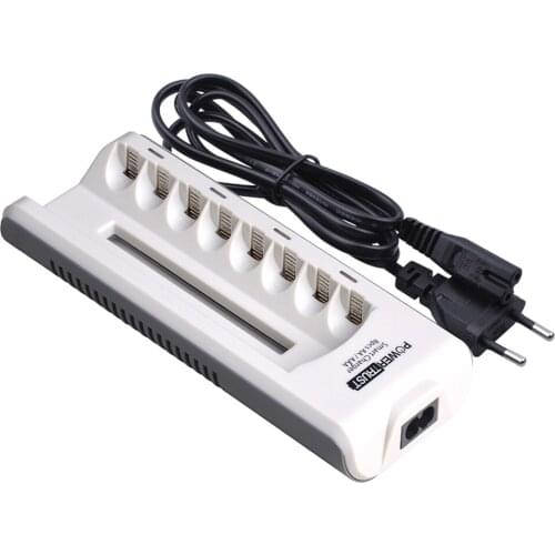 PowerTrust Intelligent 8 Slots AA AAA Battery Charger with LED Display for aa aaa Ni-MH Ni-Cd Rechargeable Batteries