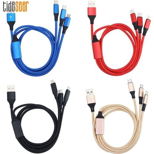 120cm 3 in 1 Multi Fast Charging 8 Pin Type C Micro USB Cable for iPhone Samsung Xiaomi Nokia Android Phone Charger Cord 300pcs