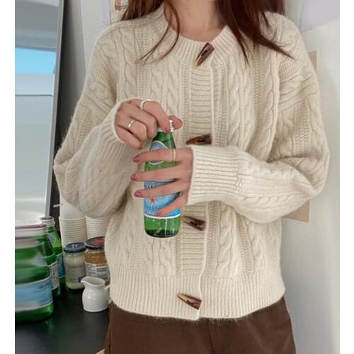Sweater cardigan lazy high sense long sleeve winter sweater autumn 2021 new female Korean gentle coat