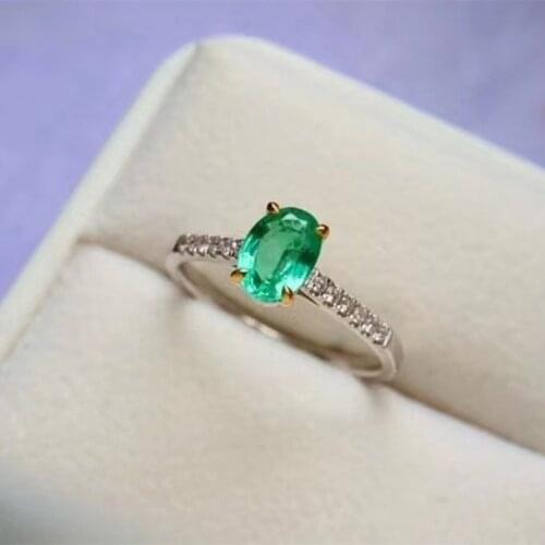 Natural Solid Emerald Jewelry S925 925 Sterling Silver Mosaic SizFour Gemstone Inlaid Ring Bague Womens