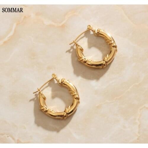 SOMMAR summer style 18KGP Gold Filled female earrings 2020 trendyDouble-knotted ear rings for women luxury