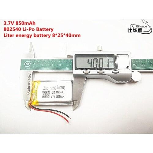 5pcs Liter energy battery Good Qulity 3.7V,850mAH,802540 Polymer lithium ion / Li-ion battery for TOY,POWER BANK,GPS,mp3,mp4