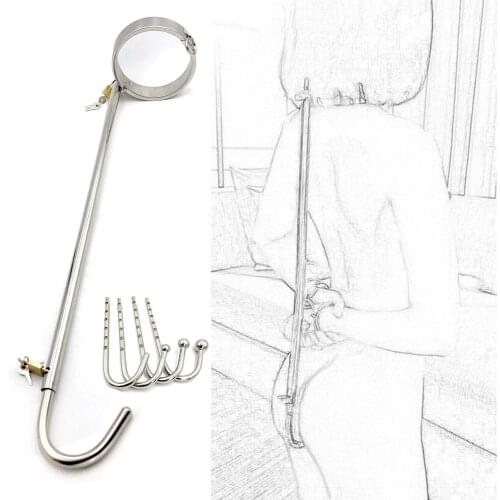 Stainless steel metal BDSM bondage collar anal hook butt plug slave lock restraint SM erotic Sex toy for couple game
