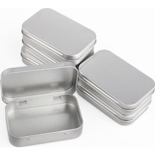 Mini Portable Metal Rectangular Empty Hinged Tins Small Storage Kit Box