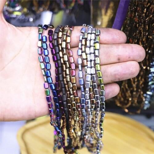 Natural Hematite Stone Cylinder Shape Loose Spacer Beads 4x6mm DIY Bracelet Necklace For Jewelry Making Wholesale Perles 15 Inch