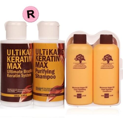 100ml Purifying Shampoo to Deeply Nourish Hair and 12% Keratin Treatment Hair Straight With Free Gifts Refused Dry Damage Repair