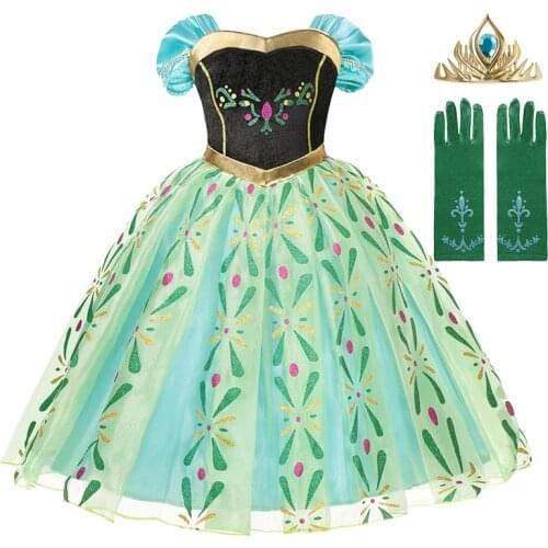 Halloween Girls Anna Elsa Dress Kids Princess Costume with Wig Children Elza Snow Queen Christmas Carnival Party Fancy Clothes