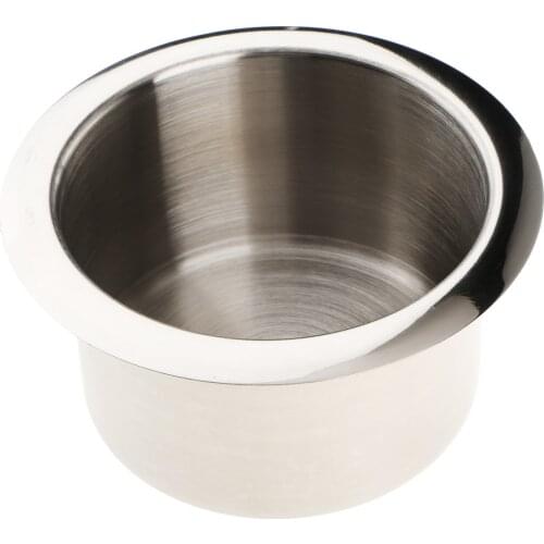 Marine Boat RV Trailer Cup Drink Holder Recessed Metal Silver Insert Yacht 84mm