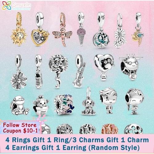 925 Sterling Silver Beads Rainbow Dragonfly Sparkling Sun Flower Bees Boy Girl Charms Fit Original Pandora Bracelets Girl Gift