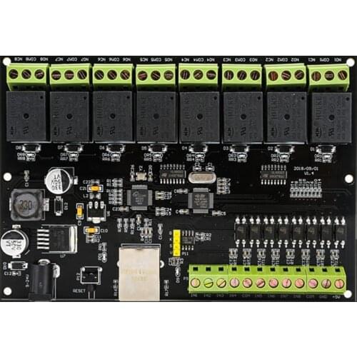 8 way network relay IP/ Ethernet access controller TCP MODBUS 8 in 8 out of the switch transmission