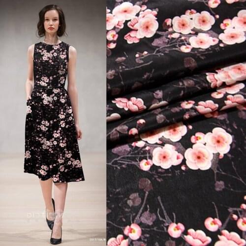 135cm printing inkjet crepe de chine silk fabric12mm floral print dress t-shirt cheongsam silk fabric wholesale silk cloth