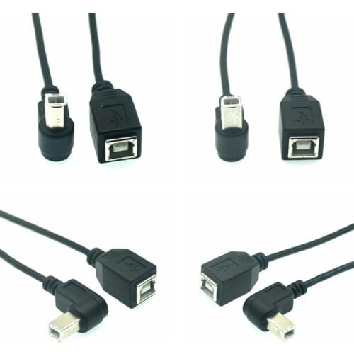 25cm Right Left Up Angled 90 Degree USB Printer Scanner Short Cable USB 2.0 B Male to B Female Printer Scanner Extension Cable