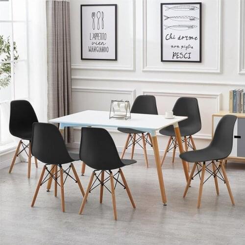 6pcs Dining Chairs Without Armrests Office Meeting Chair PP Surface Lounge Chair Living Room Chair Kitchen Chair Furniture HWC
