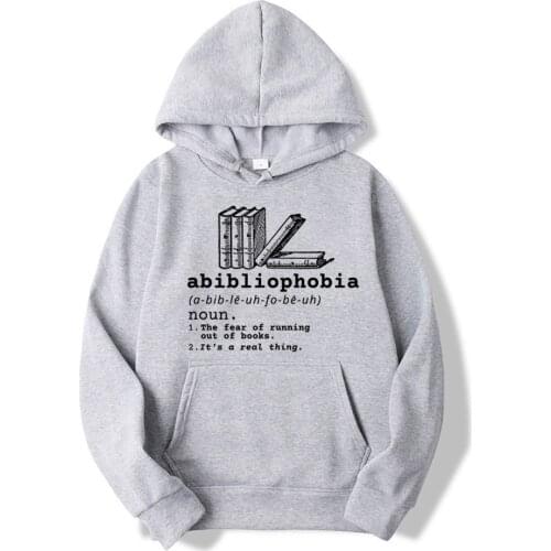 Abibliophobia Hoodie Book Lover Reader Sweatshirt Hoodies for Bookworm Gifts